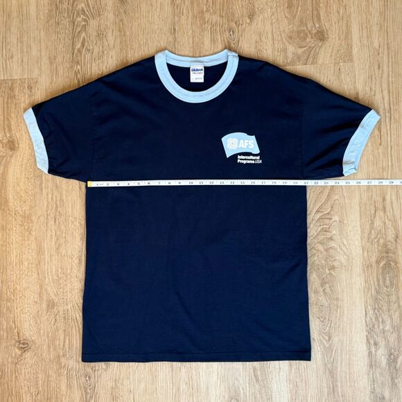 Gildan AFS Intercultural Programs USA Ringer Tee Navy Blue Large Retro - Picture 4 of 5